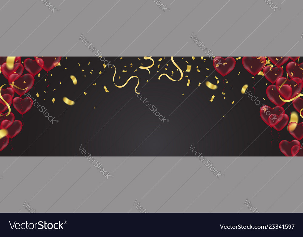 Valentines Day Banner Template Heart Balloons Vector Image