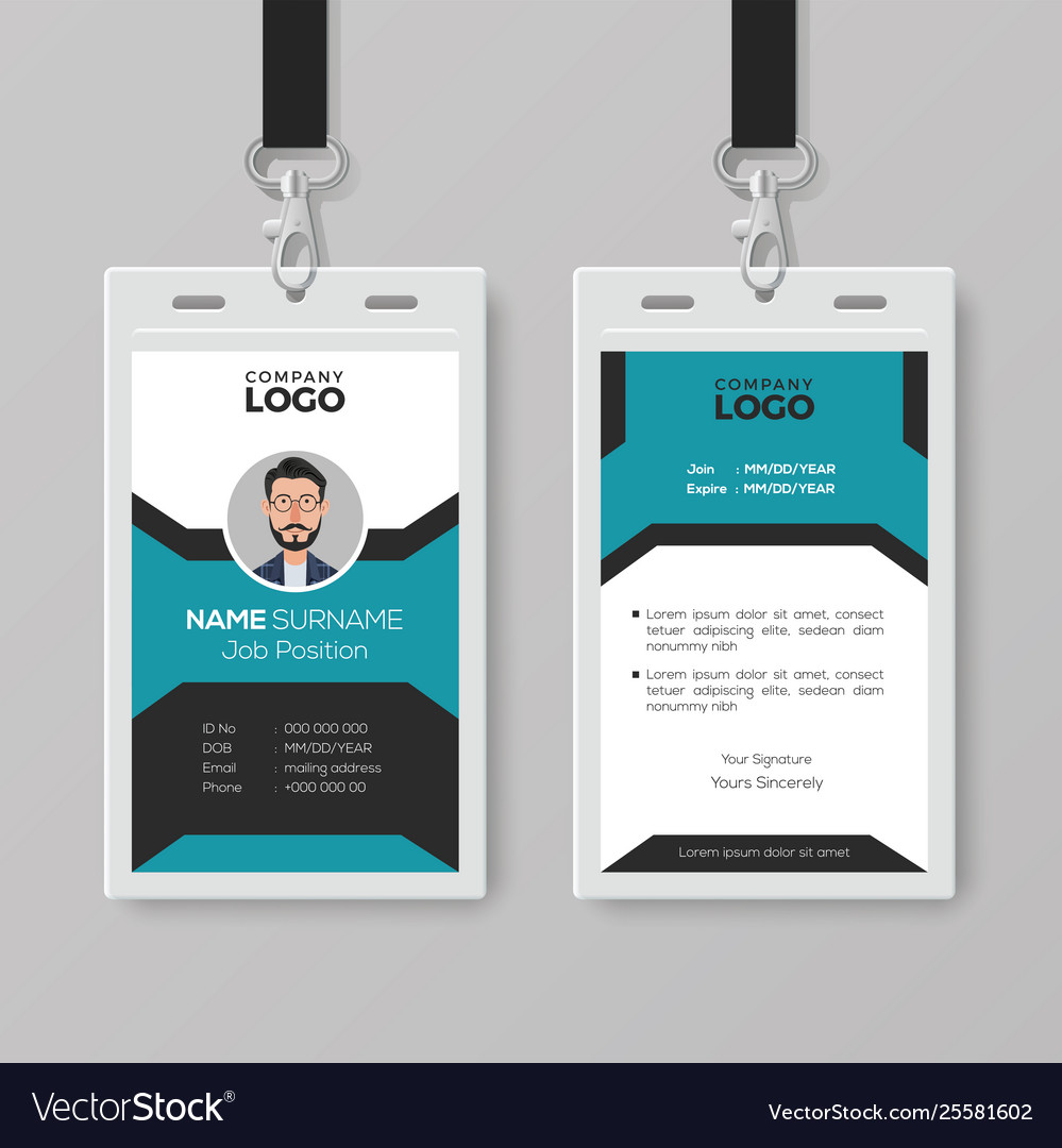 Creative Employee Id Card Template Royalty Free Vector Image