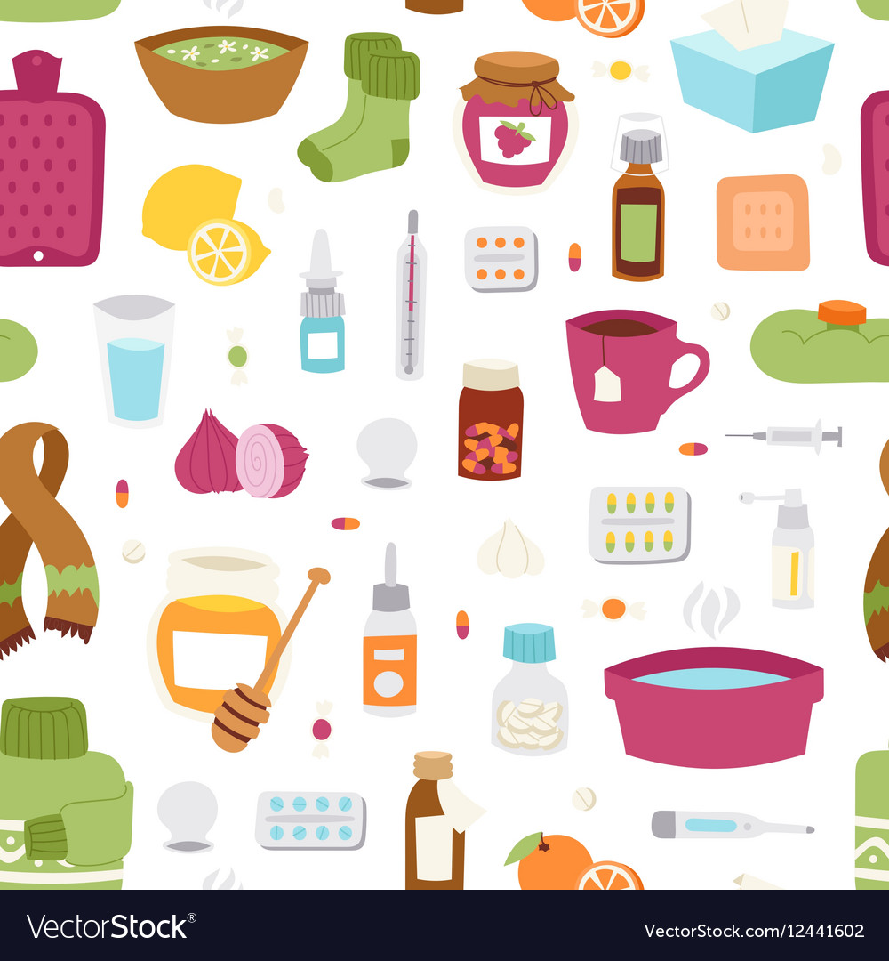 Flu influenza seamless pattern Royalty Free Vector Image