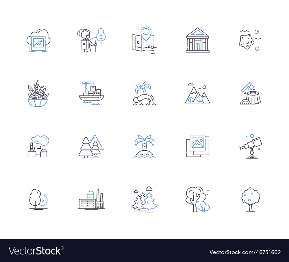 Landscapes Outline Icons Collection Scenery Vector Image