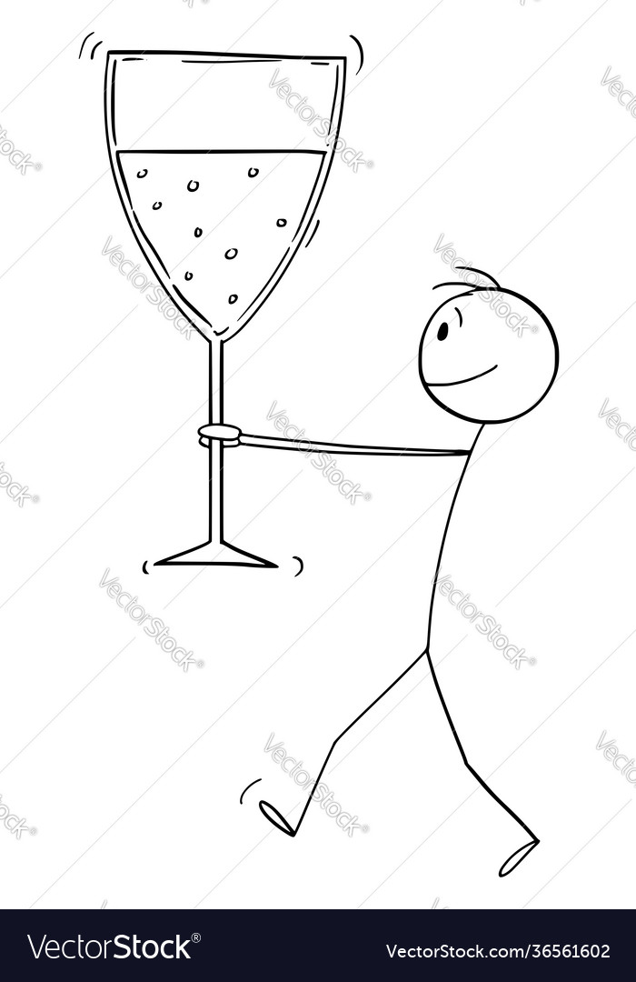 Man Holding Or Carrying Big Glass Wine Royalty Free Vector