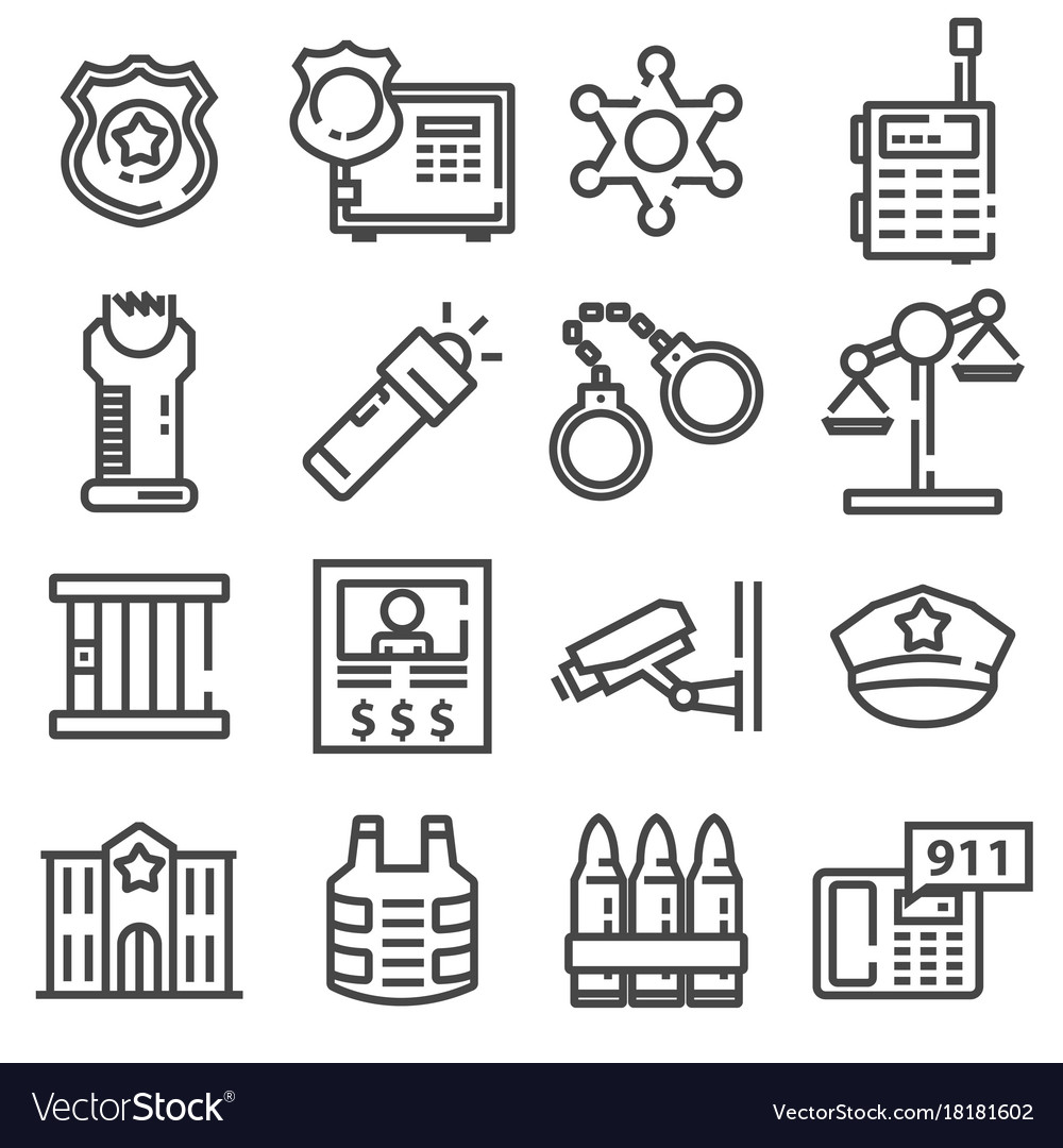 Police line icon set Royalty Free Vector Image