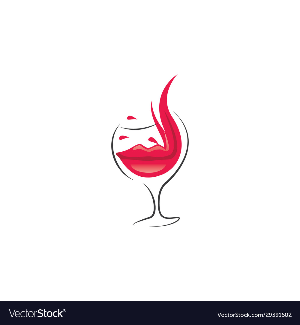 Wine glass and lips logo design Royalty Free Vector Image