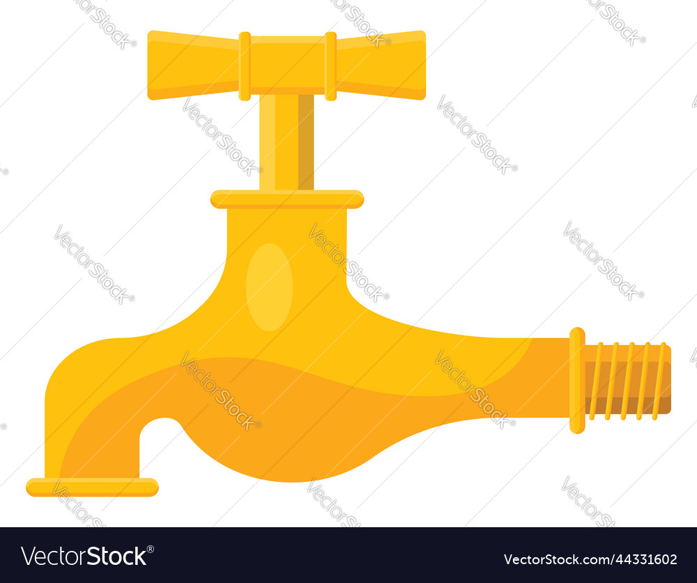 Yellow water tap on a white background Royalty Free Vector