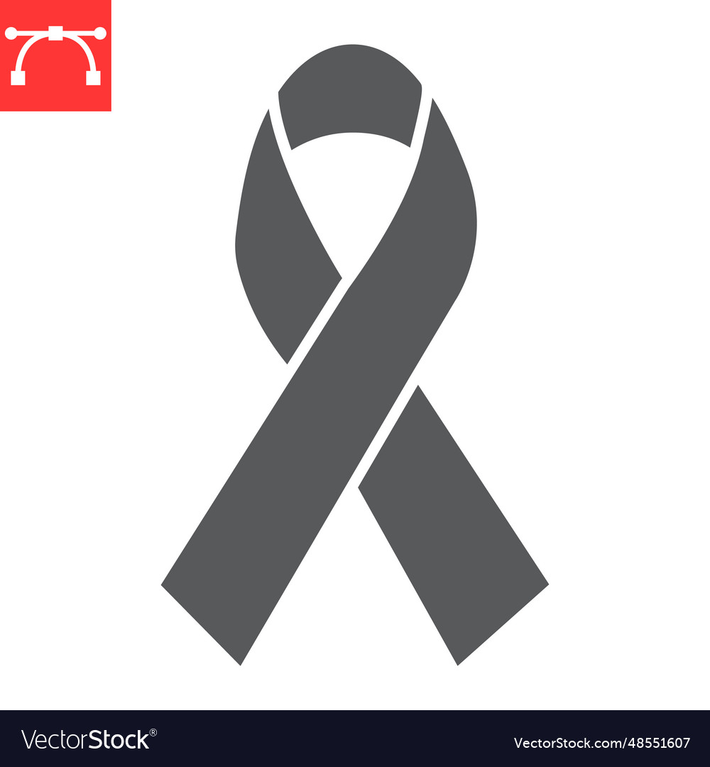 Cancer ribbon glyph icon Royalty Free Vector Image