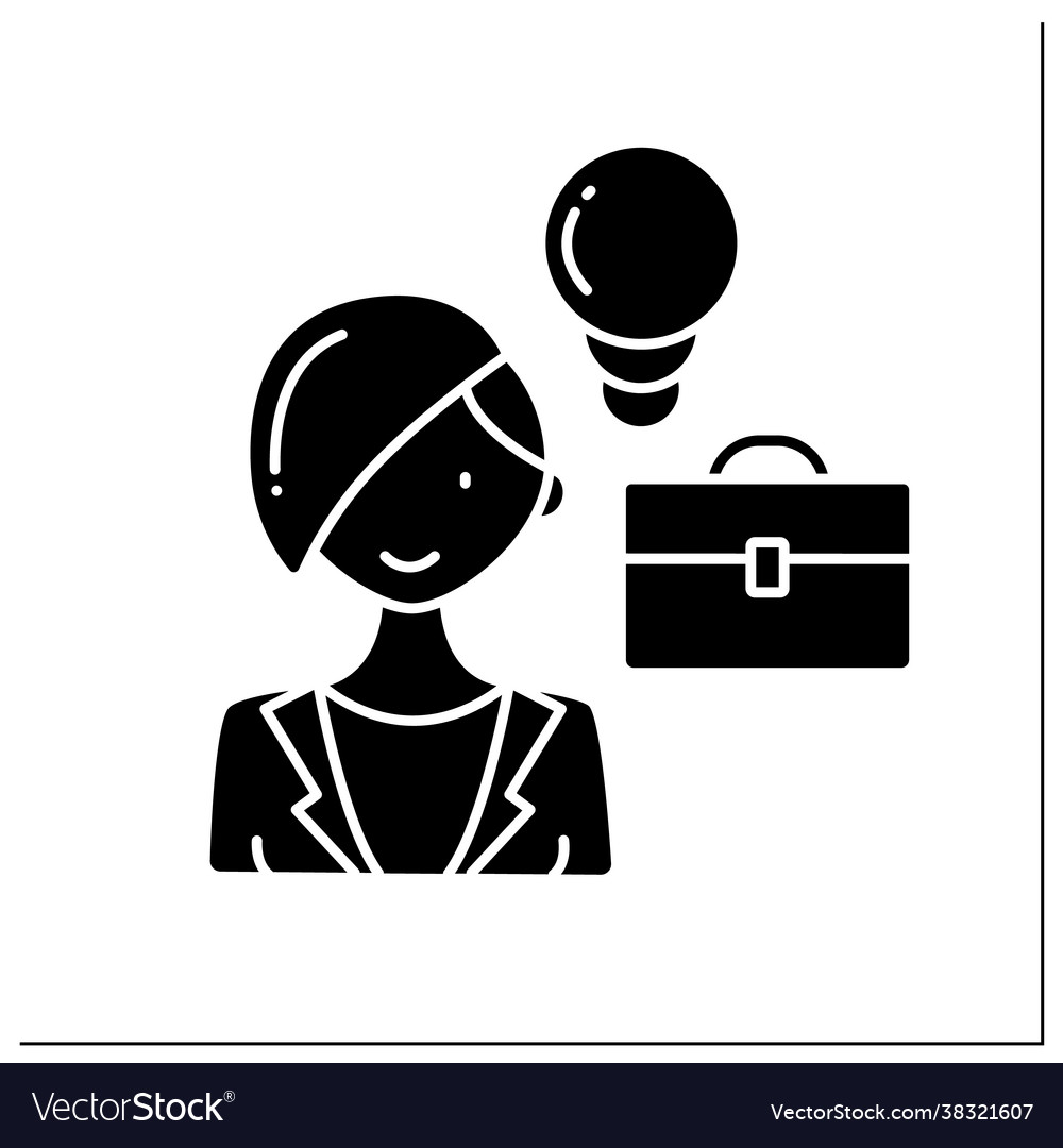 Female entrepreneur glyph icon Royalty Free Vector Image