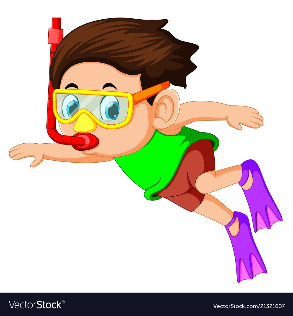 Happy snorkeling boy Royalty Free Vector Image