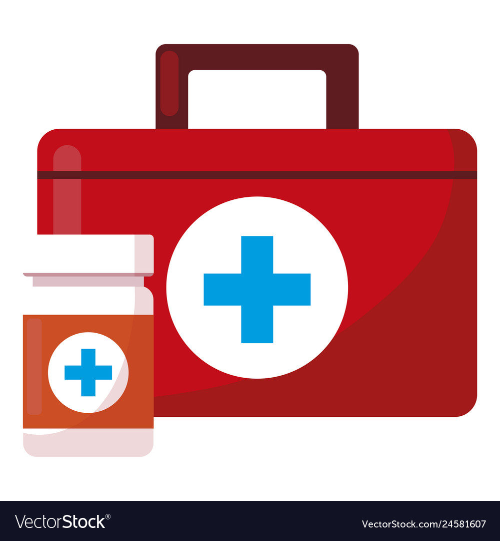 Medical kit with medicine icons Royalty Free Vector Image