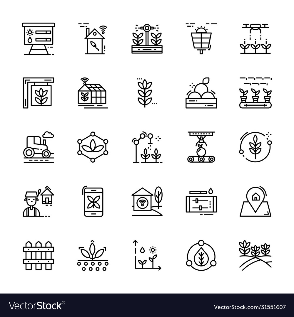 Smart farm icons pack Royalty Free Vector Image