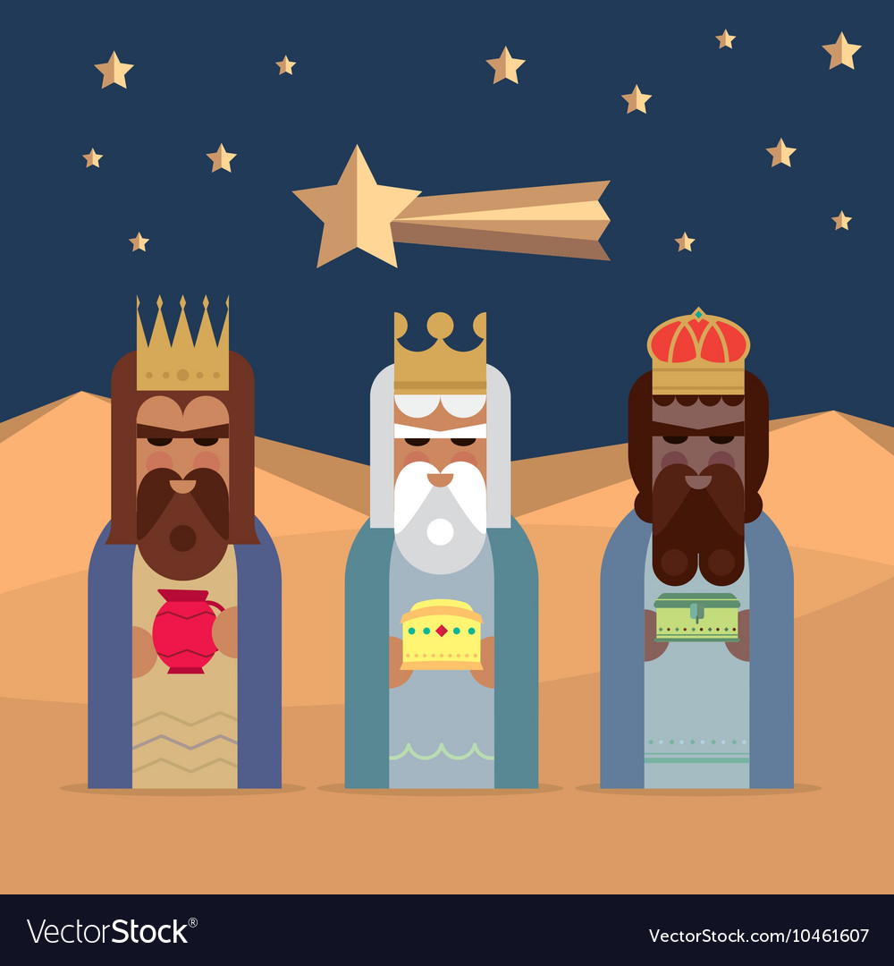 The three Kings of Orient wisemen Royalty Free Vector Image