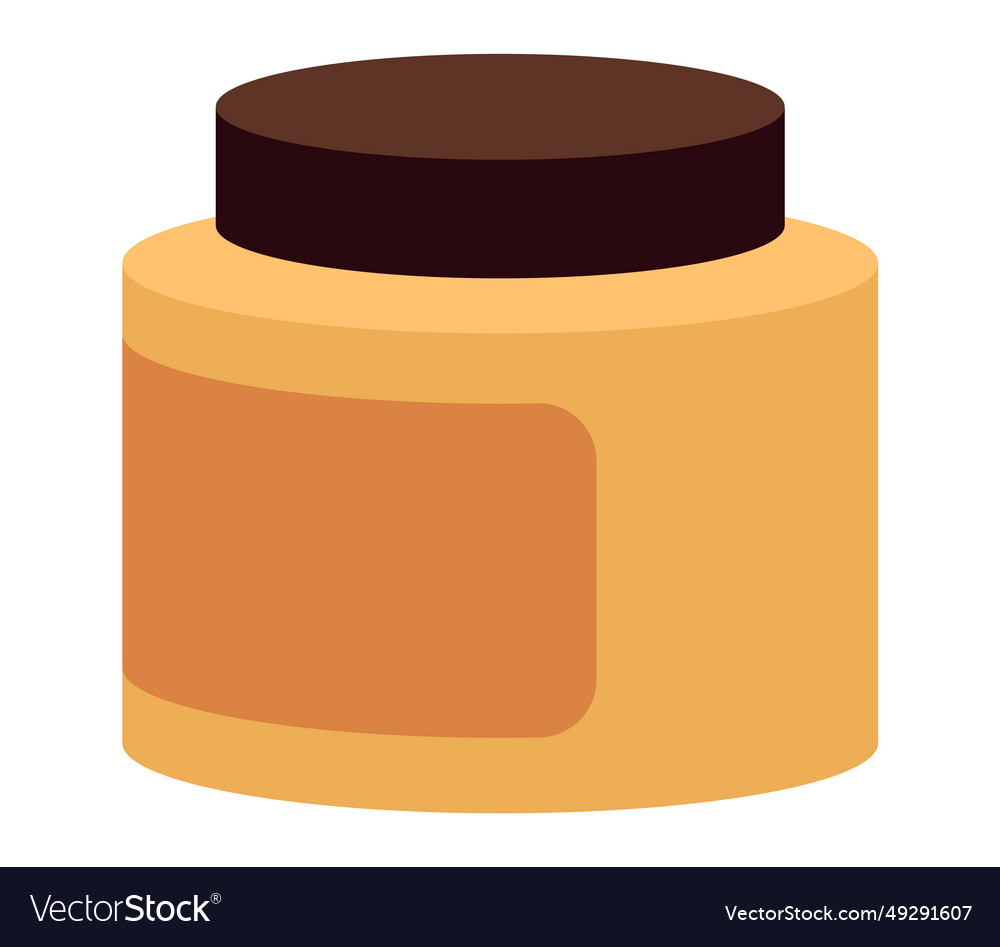 Yellow glossy plastic jar with ribbed black lid Vector Image