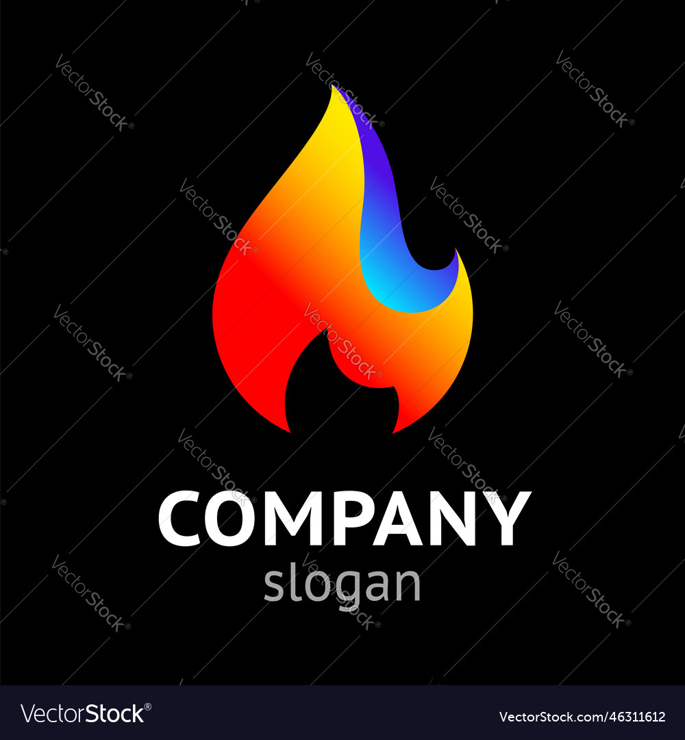 3d fire flame hot symbol on black background Vector Image