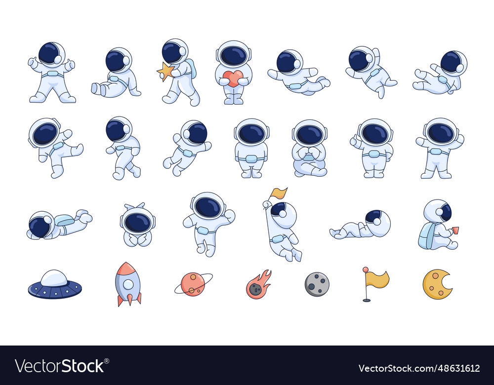 Cute astronaut in a spacesuit cartoon cosmonaut Vector Image