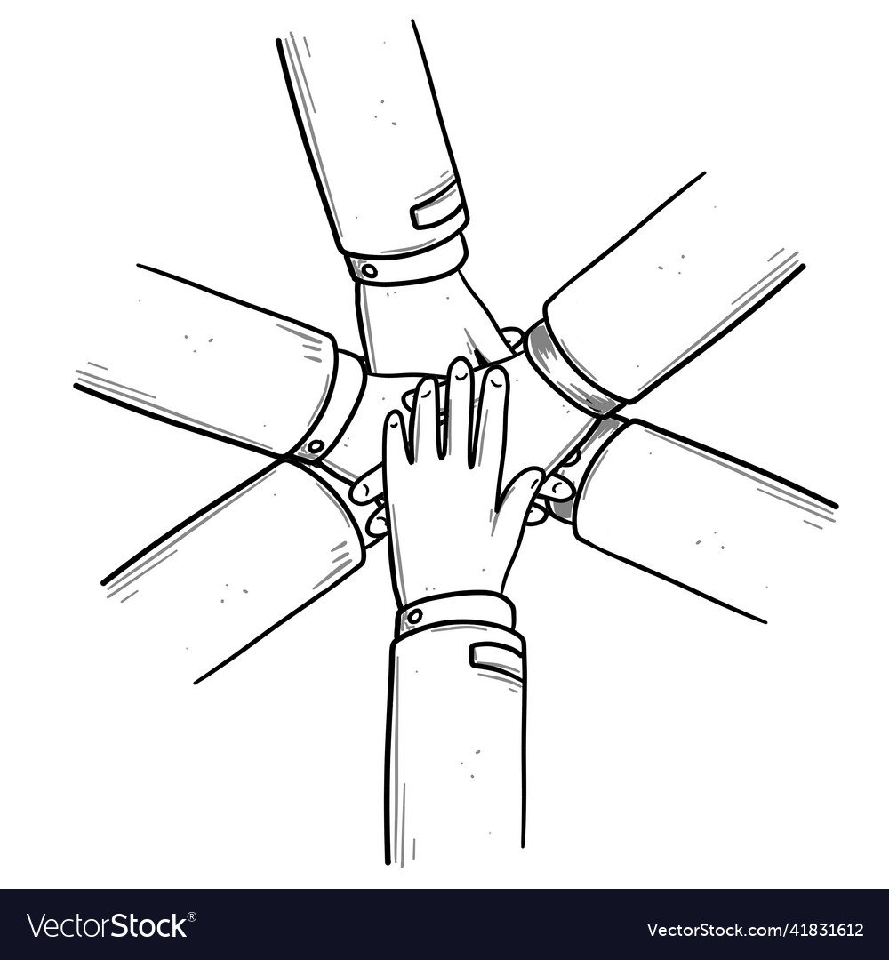 Stack of hands many businessman palms Royalty Free Vector