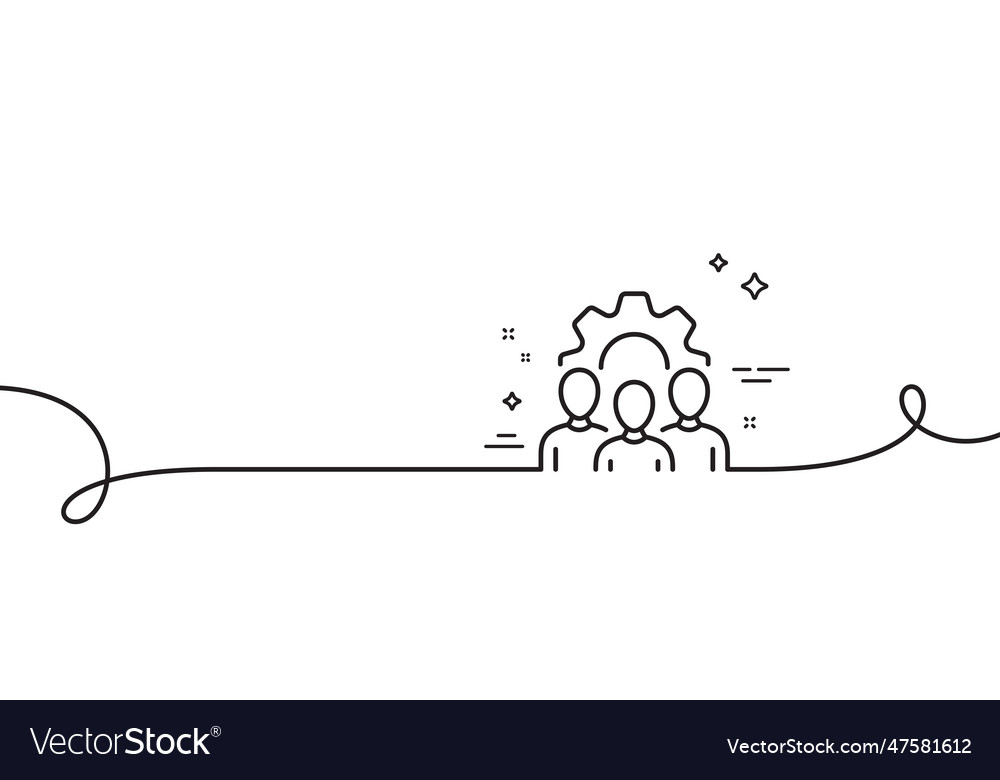 Team work line icon squad sign continuous line Vector Image