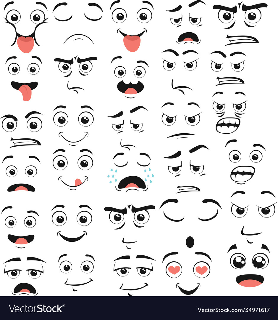 Big set cartoon emotions in flat style Royalty Free Vector