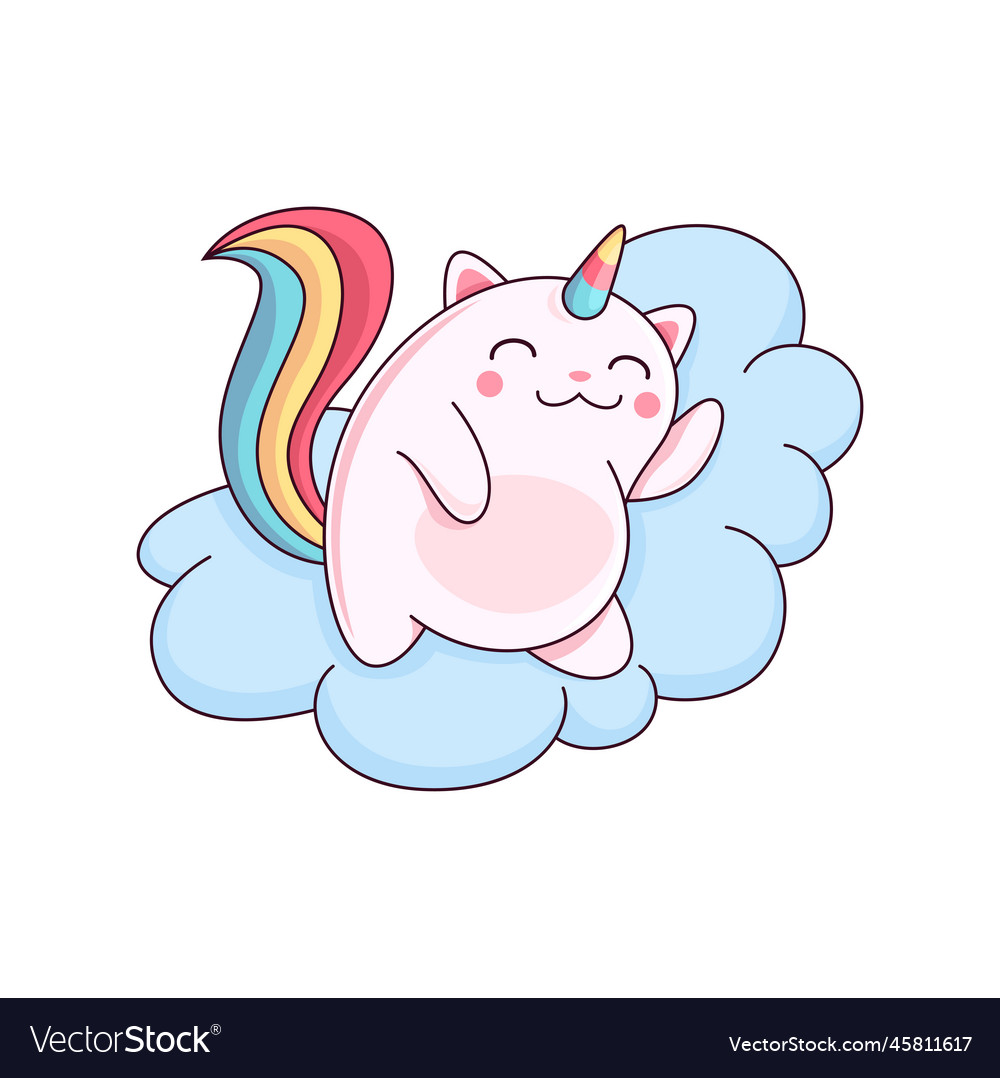 Cartoon Cute Capricorn Character Sleeping On Cloud