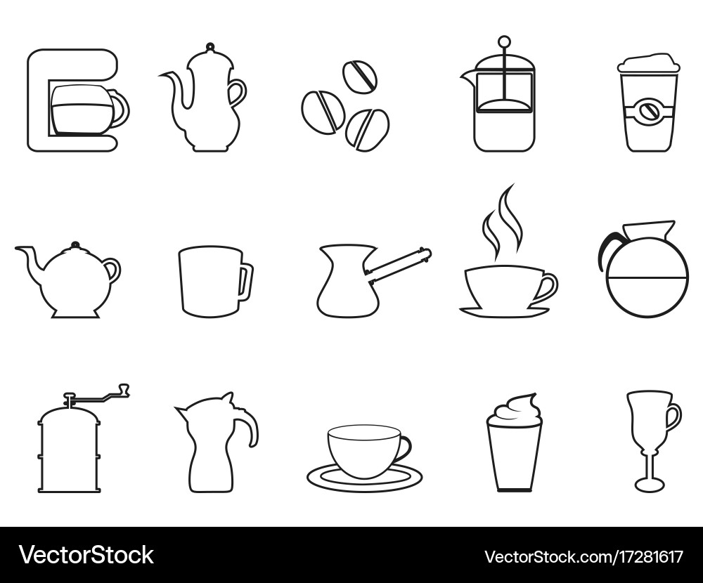 Coffee linear icon set Royalty Free Vector Image