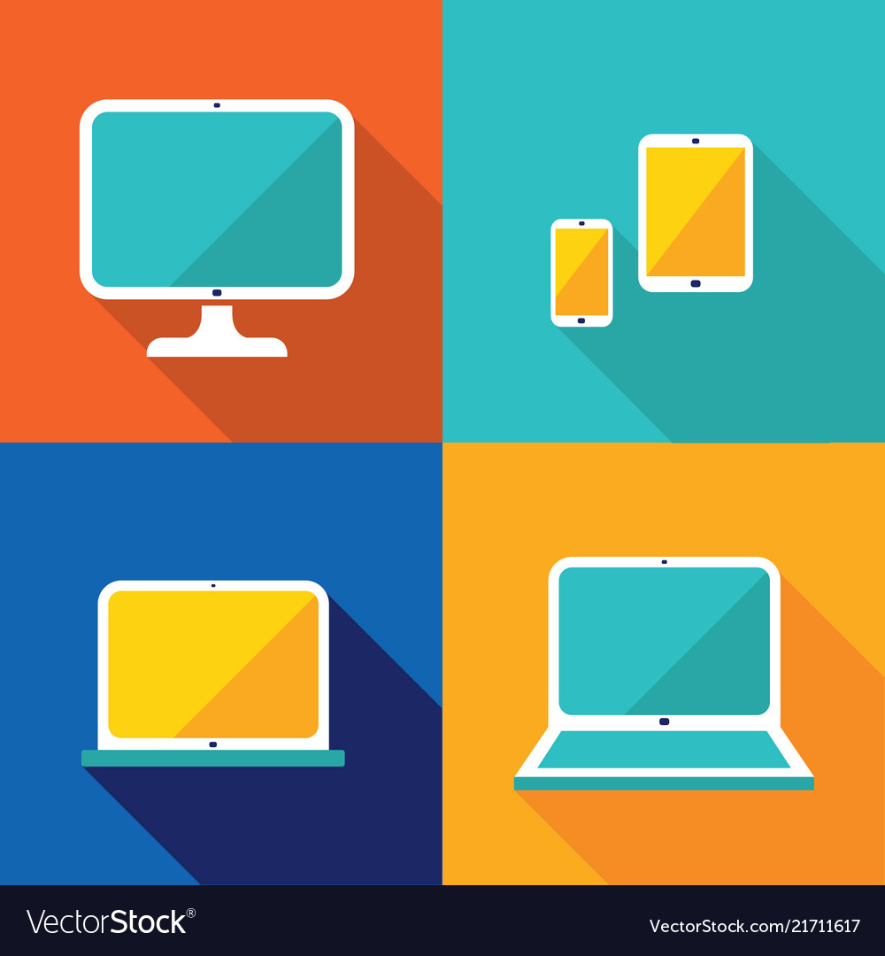 Colorful gadgets set computerlaptop tablet Vector Image
