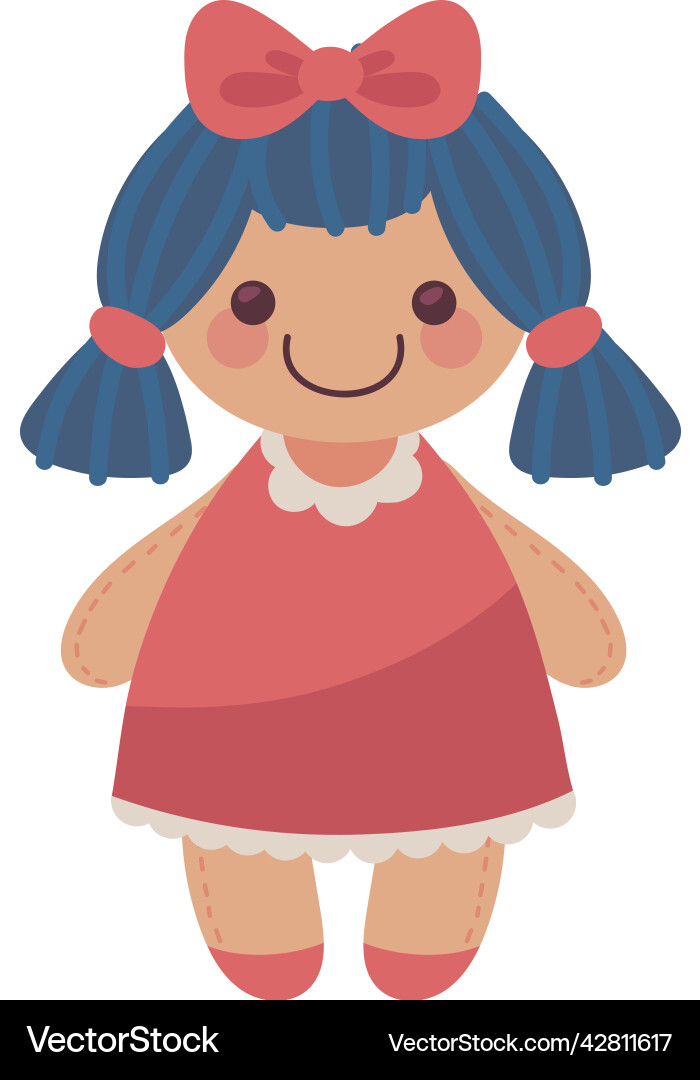 Cute stuffed doll Royalty Free Vector Image - VectorStock