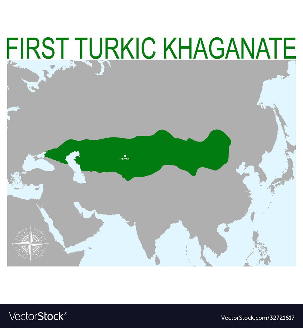 Map first turkic khaganate Royalty Free Vector Image