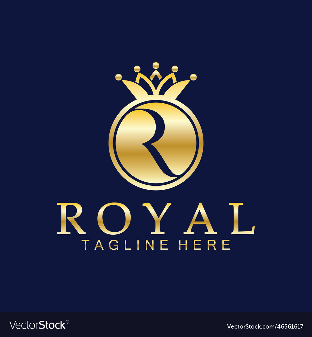 R initial royal crown logo royal king queen Vector Image