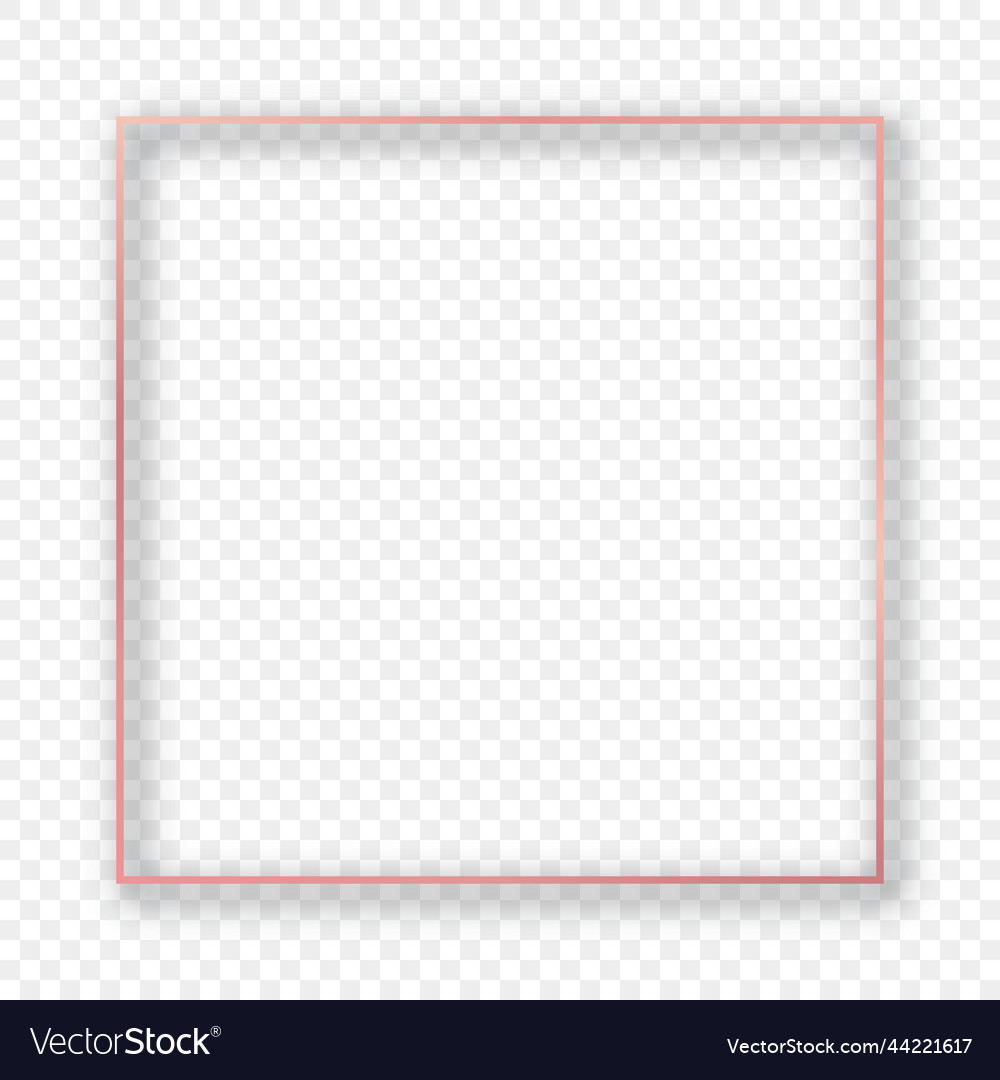 Rose gold glowing square frame Royalty Free Vector Image