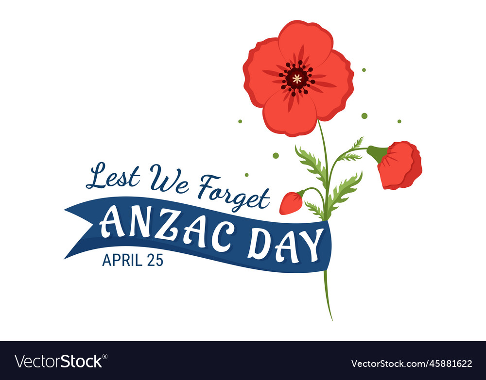 Anzac day of lest we forget with remembrance Vector Image Anzac day of lest we forget with remembrance Vector Image