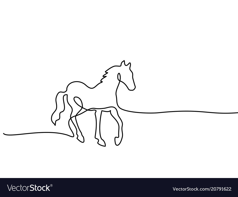 Continuous One Line Drawing Horse Logo Royalty Free Vector