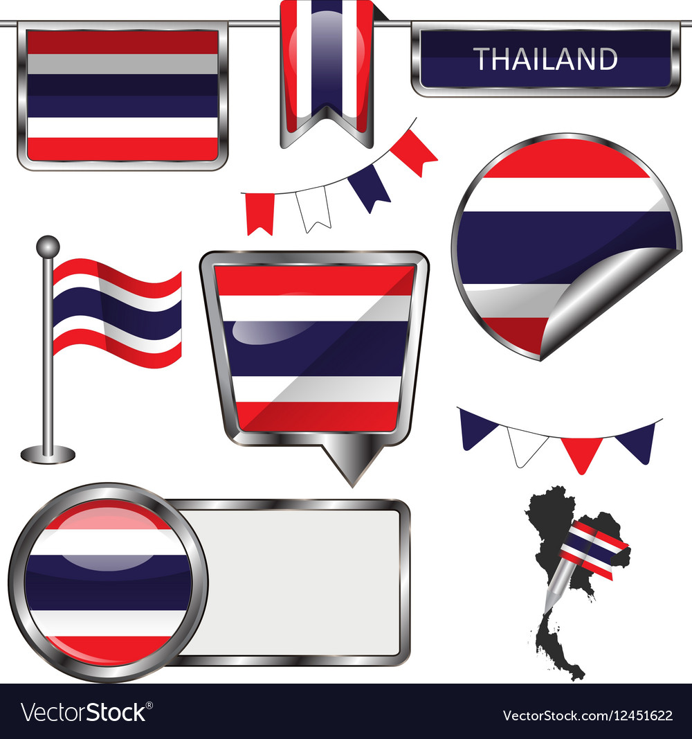 Glossy icons with thai flag Royalty Free Vector Image