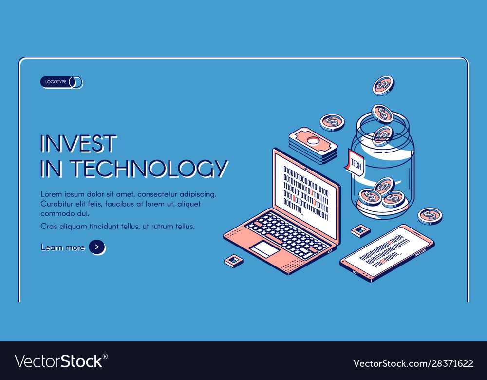 Invest In Technology Isometric Landing Page Banner