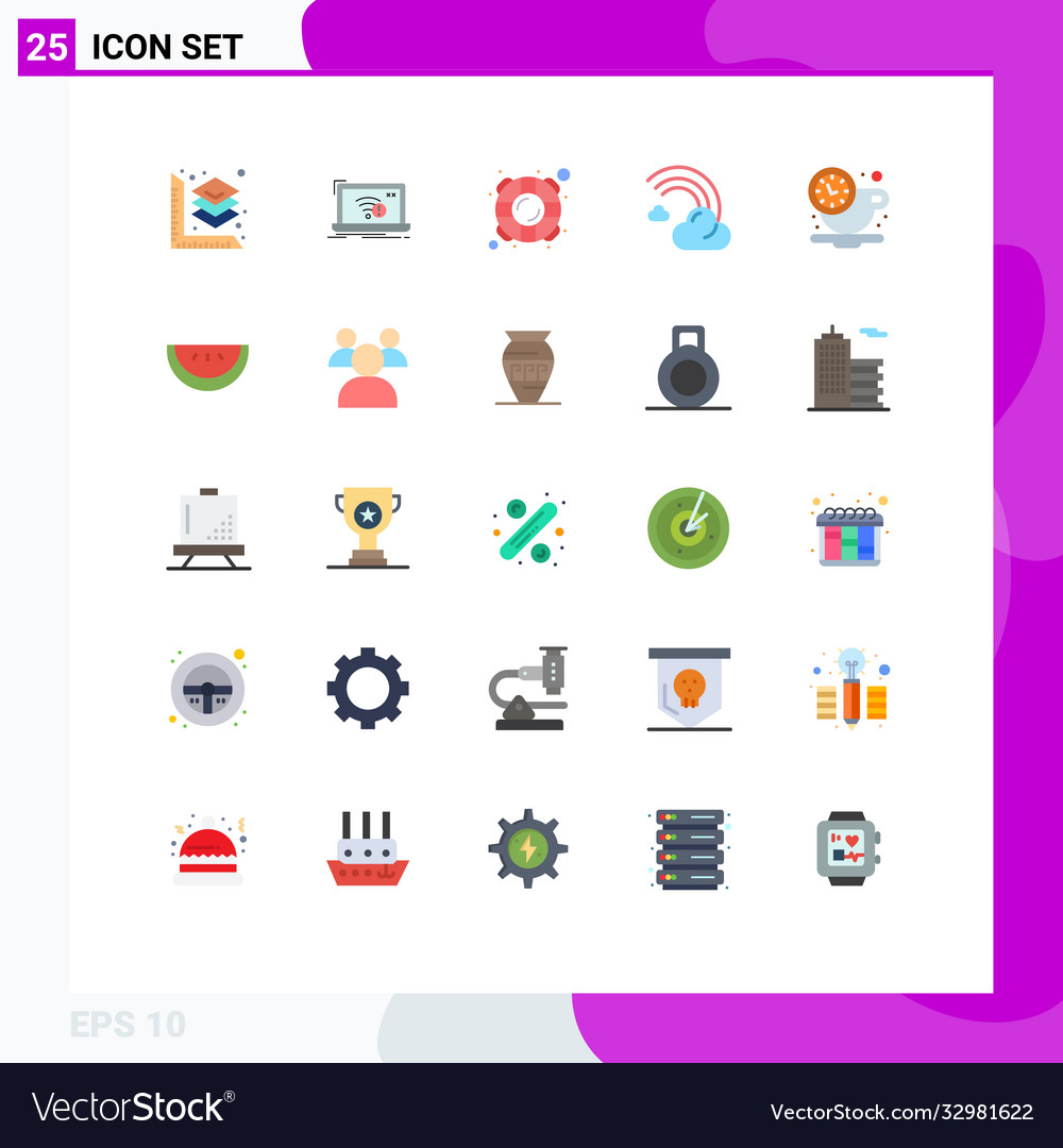 Set 25 modern ui icons symbols signs for break Vector Image