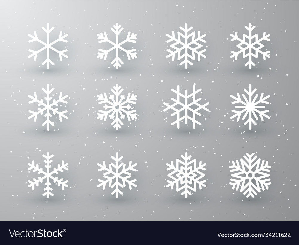 Snowflake winter set white isolated icon Vector Image