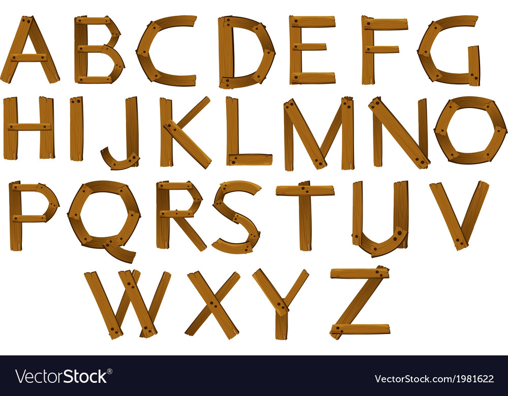 Wooden letters alphabet Royalty Free Vector Image