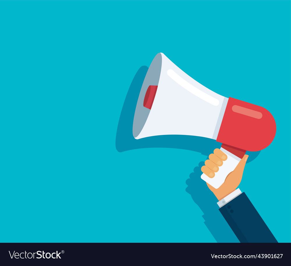 Hand holding megaphone media marketing Royalty Free Vector