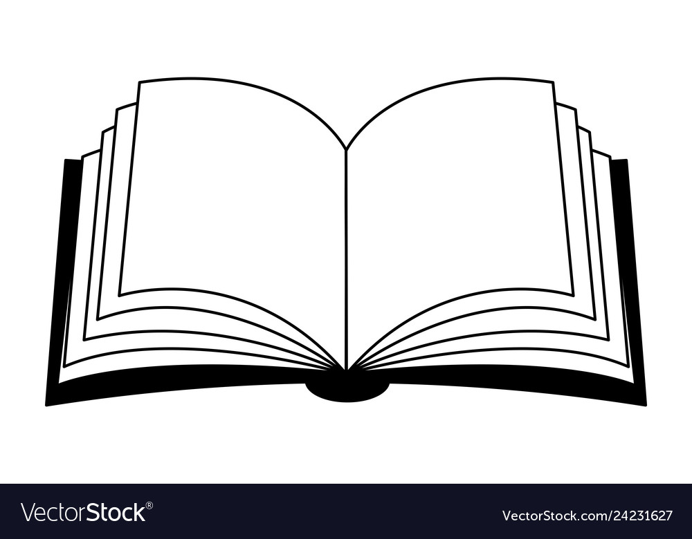 black and white open book clipart