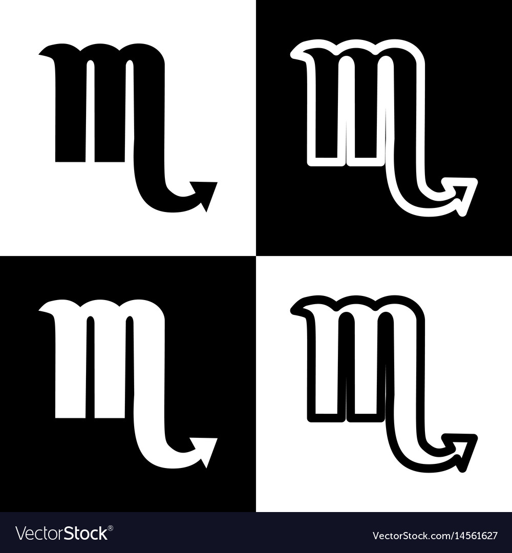 Scorpio sign black and white Royalty Free Vector Image