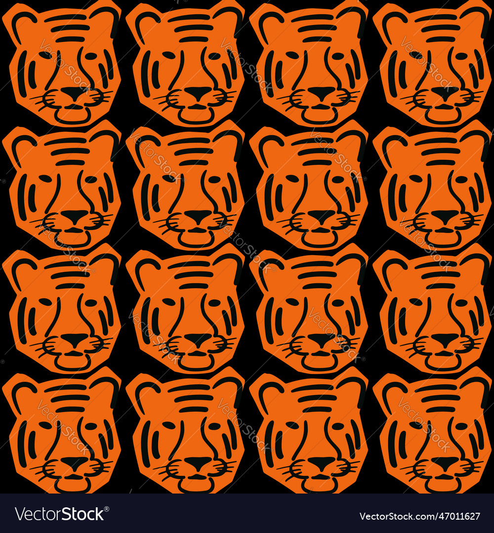 Seamless Pattern With Tiger Head Royalty Free Vector Image