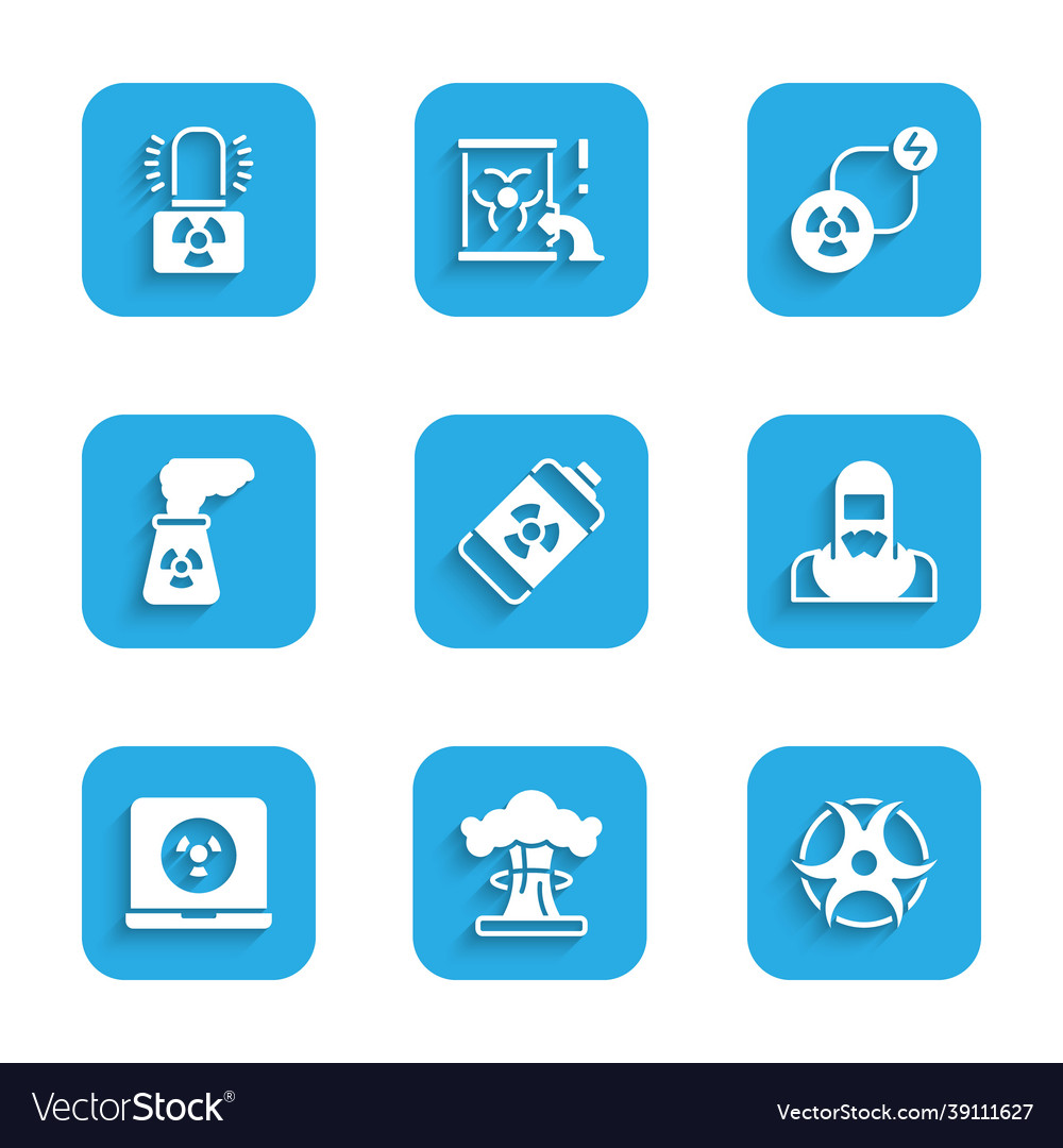 Set nuclear energy battery explosion biohazard Vector Image