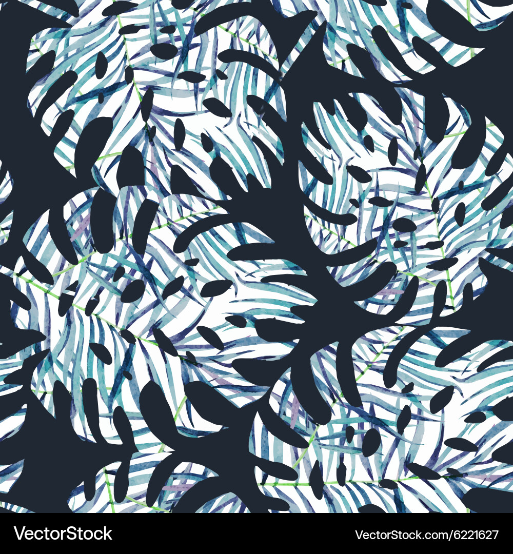 Tropical leaves pattern Royalty Free Vector Image