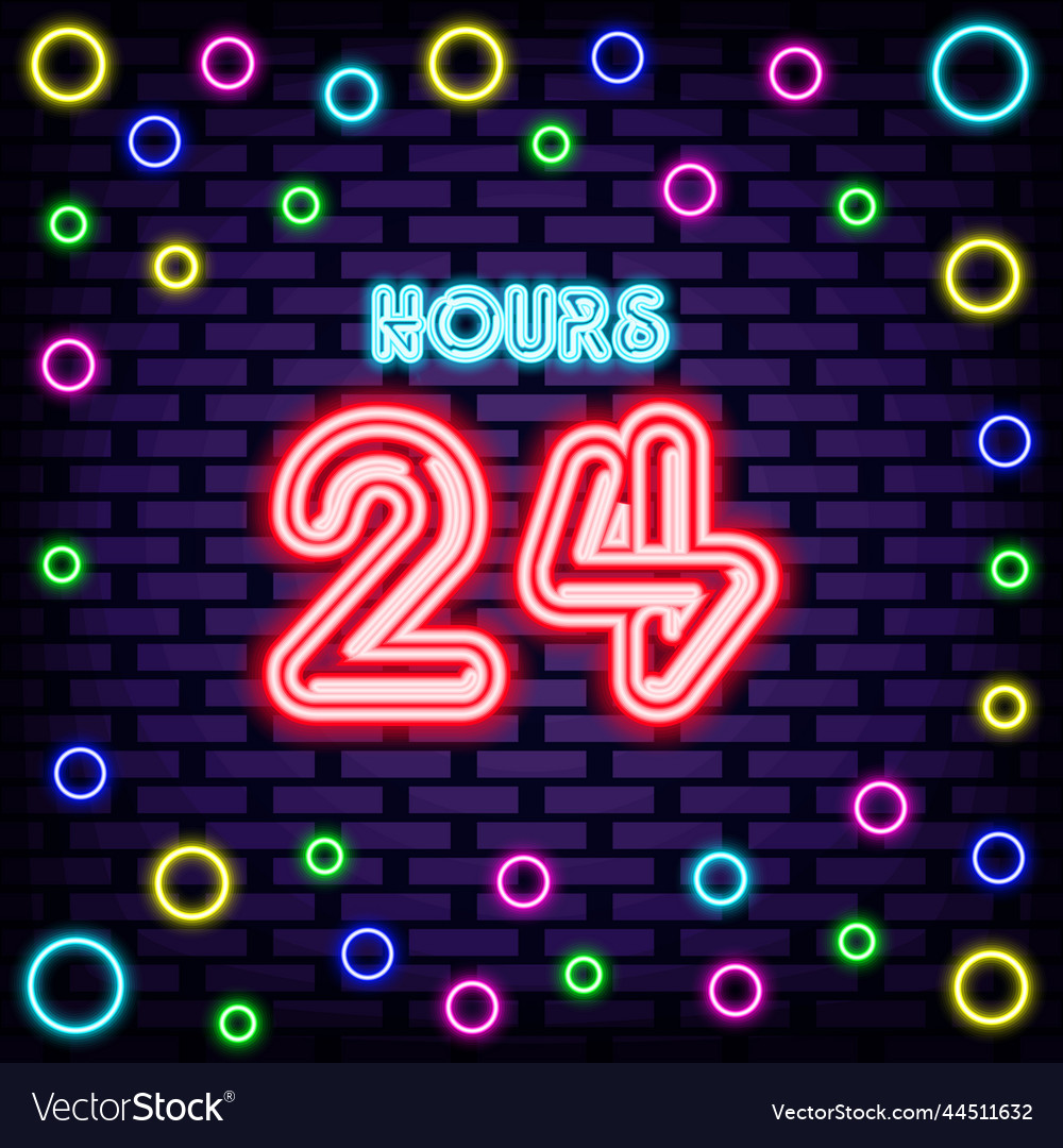24 Hours Neon Quote Neon Script Light Art Vector Image 24-hours-neon-quote-neon-script-light-art-vector-image