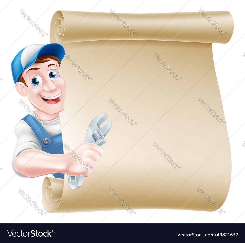 Cartoon man plumber mechanic Royalty Free Vector Image