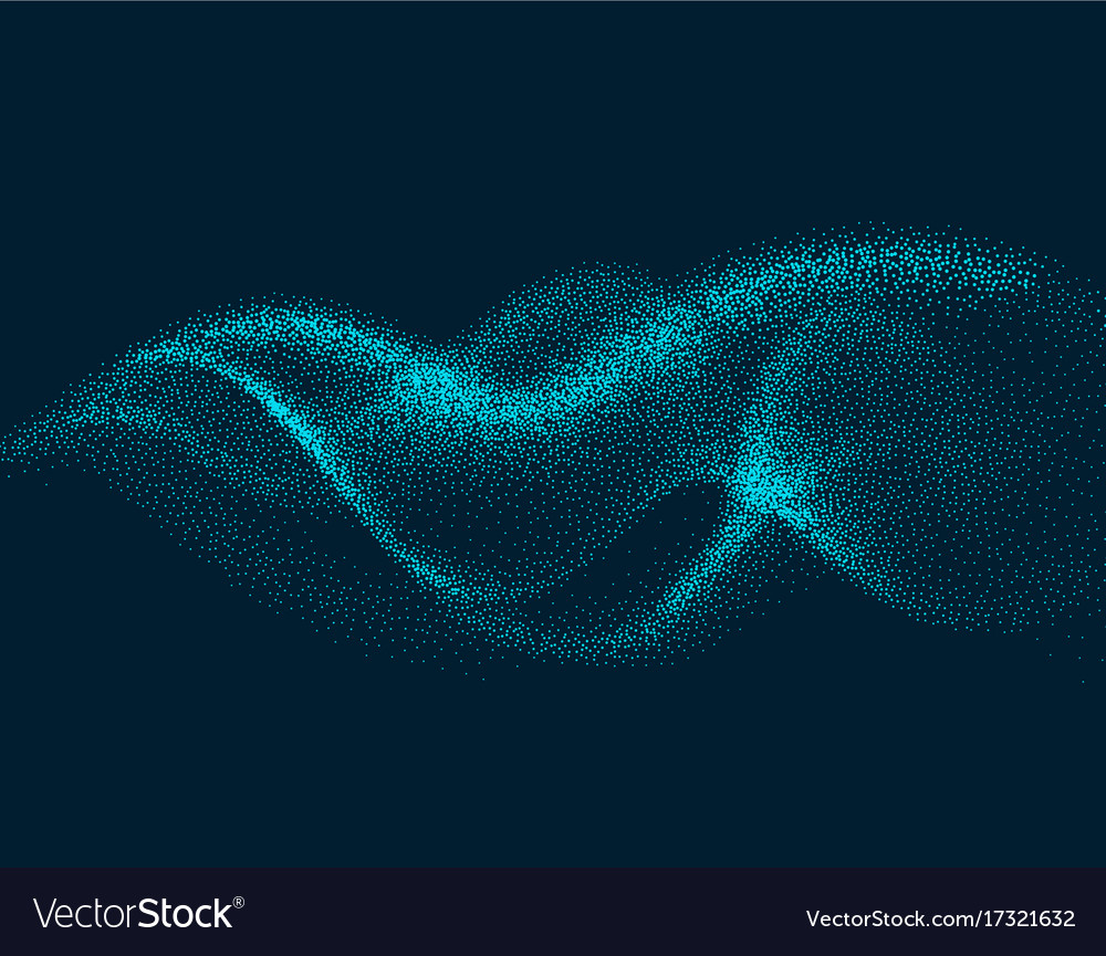 Digital flow wave with particles in motion Vector Image