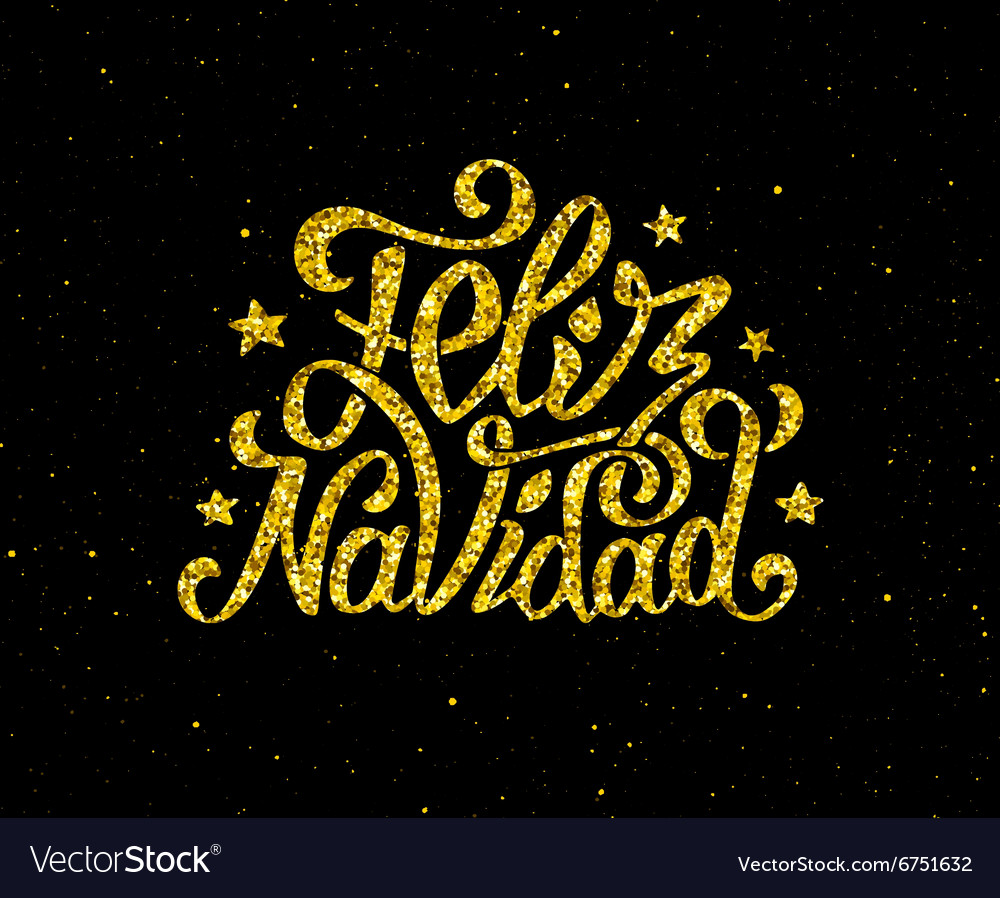 Feliz navidad gold glittering lettering design