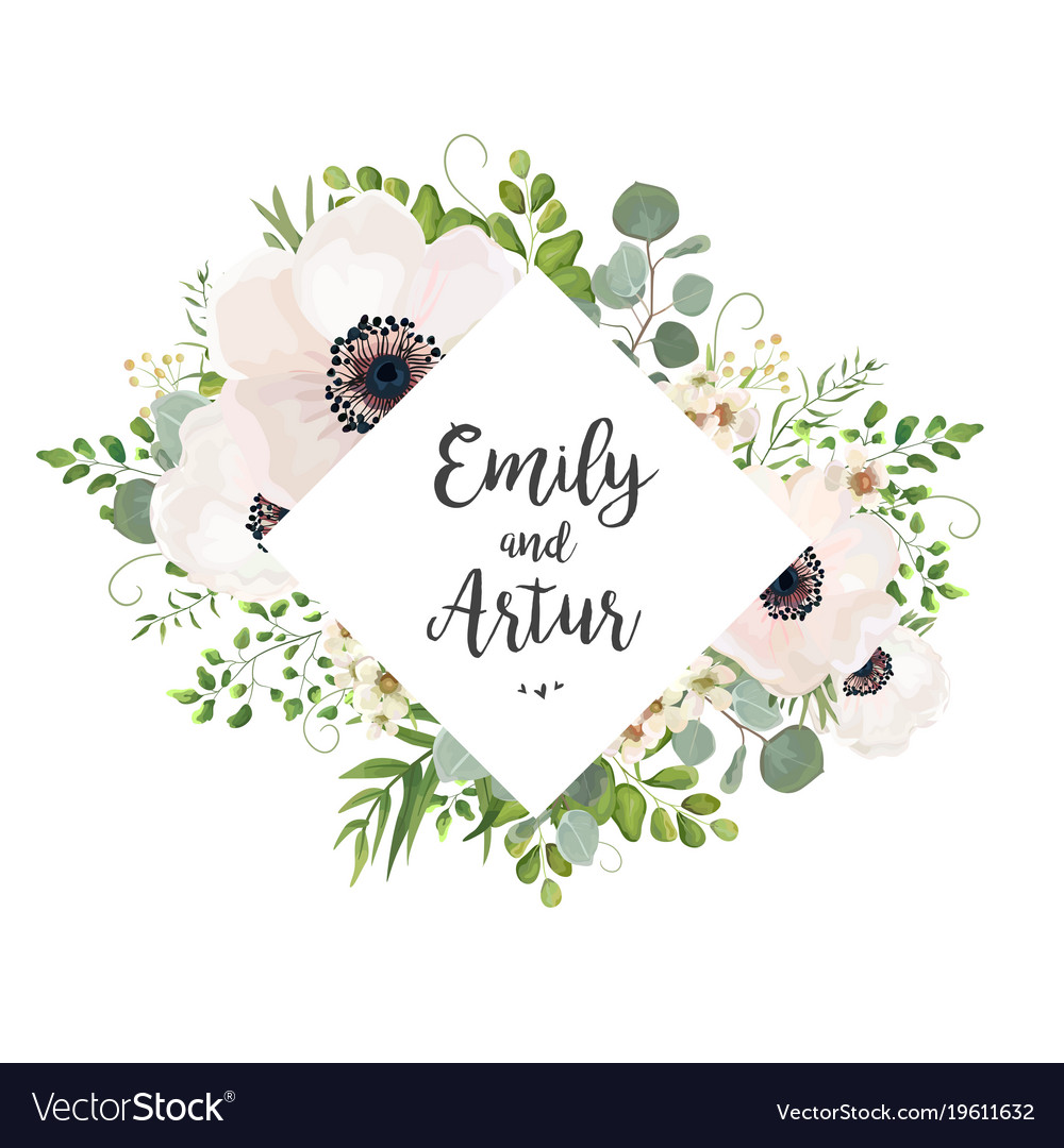 Floral wedding invite card design with flowers