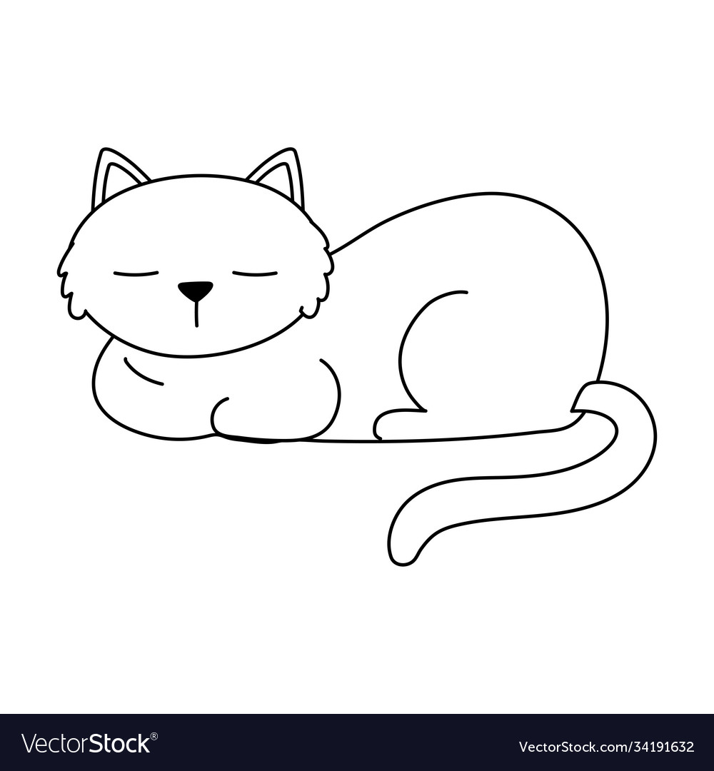 Sleeping cat pet animal isolated design white Vector Image