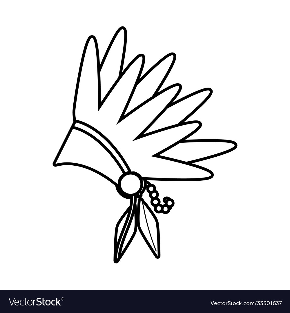 Apache feather hat line style icon Royalty Free Vector Image