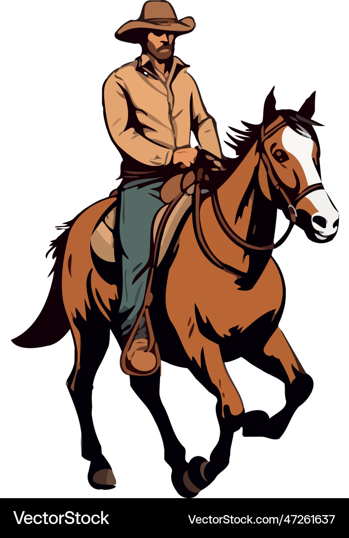 Cowboy riding stallion in competition Royalty Free Vector