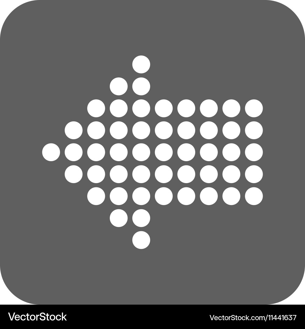 Dotted arrow left flat squared icon Royalty Free Vector