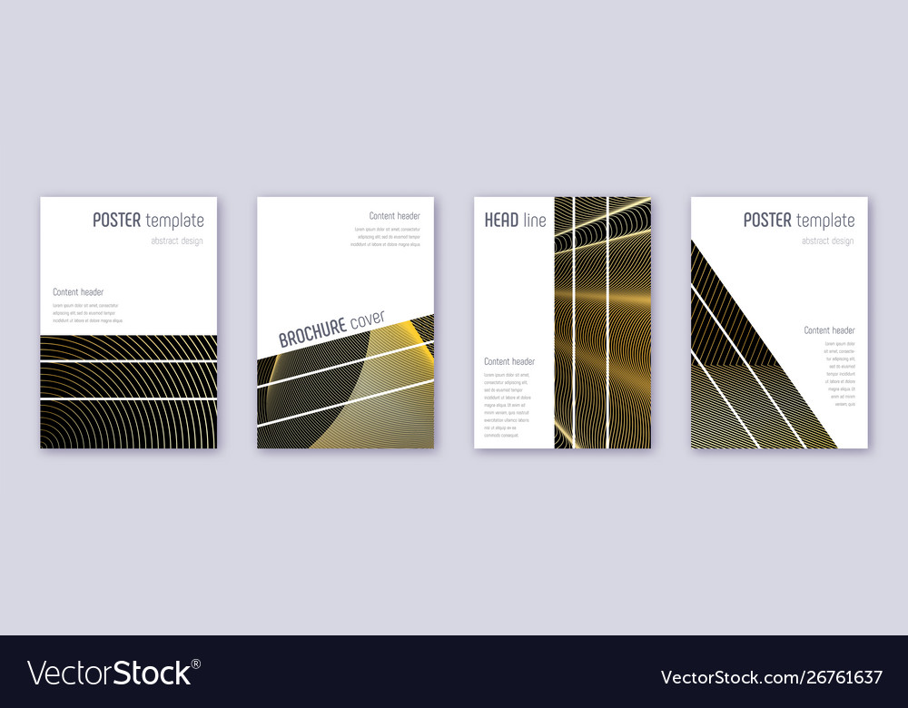 Geometric brochure design template set gold abstr Vector Image